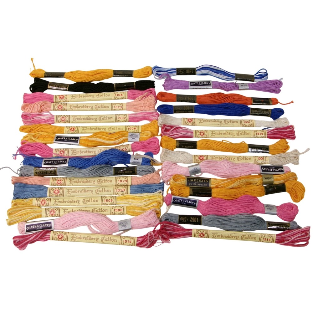 Vintage Star Coats & Clarks Embroidery Floss Cotton Thread Lot 30 Skeins Multi